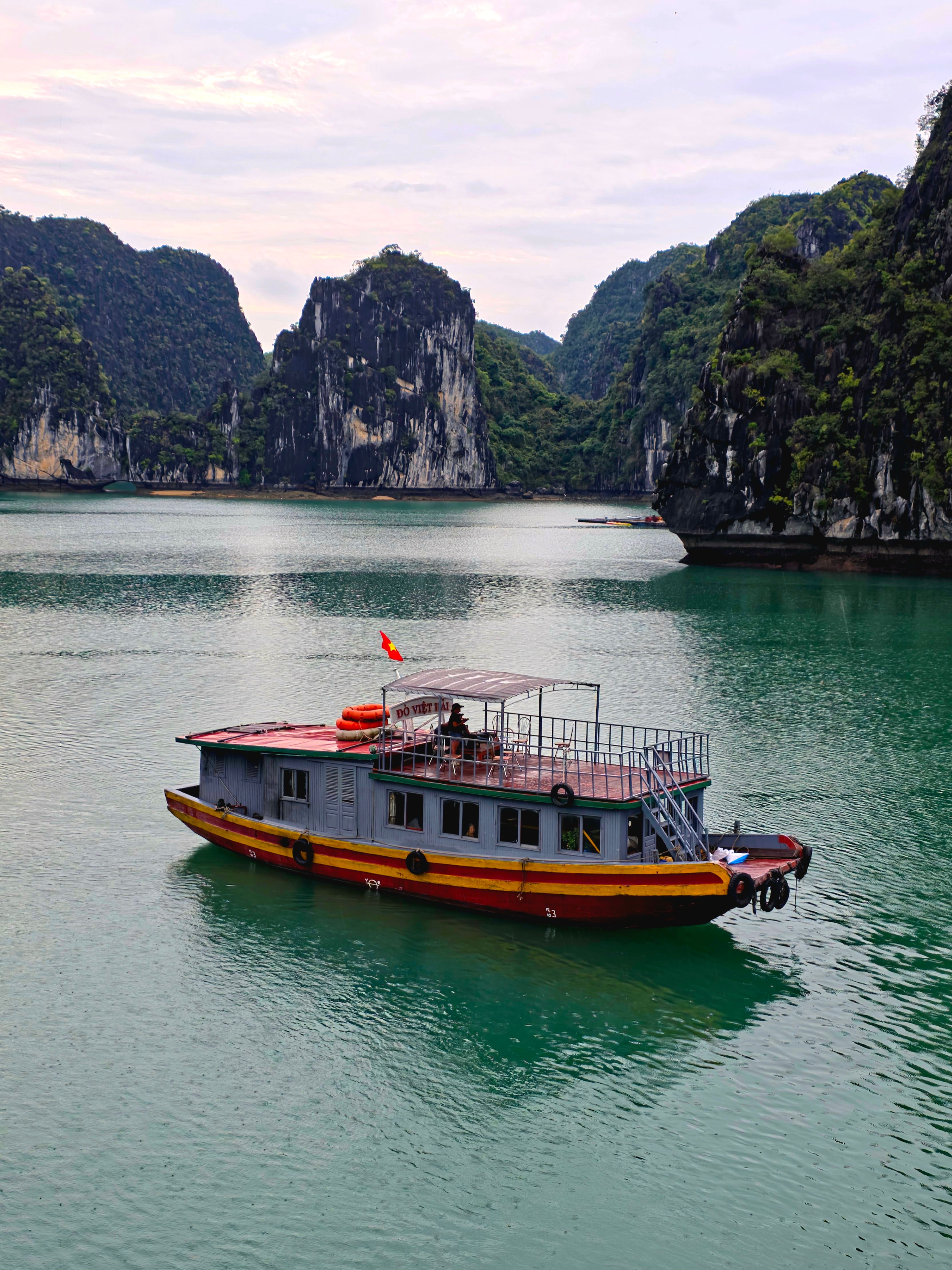A traditional junk boat in Halong Bay, Vietnam — a 3.5-hour flight from Shanghai and one of the most photogenic landscapes in Asia.