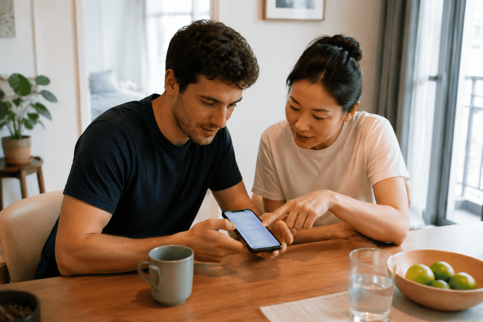 A foreign traveler completing online accommodation registration with help from a host in China